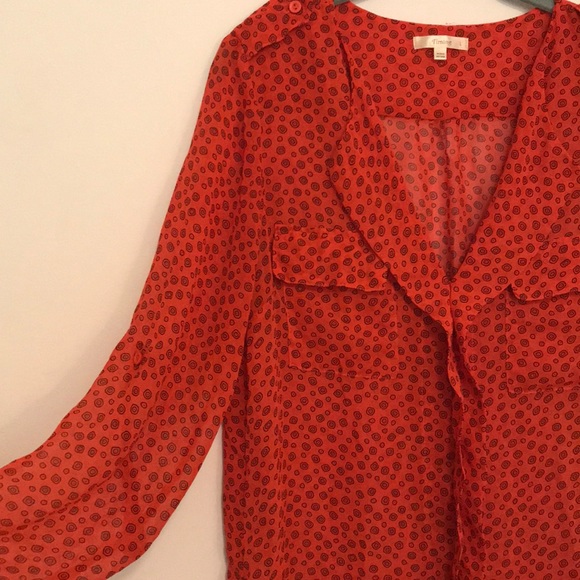 Sheer orange blouse with fun pattern! - Picture 2 of 7